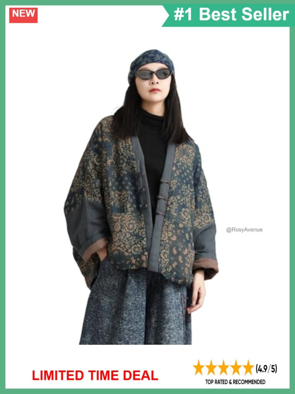 Linen Quilted Jacket Open Front Cardigan Kimono Coat Loose Fit Fall Winter